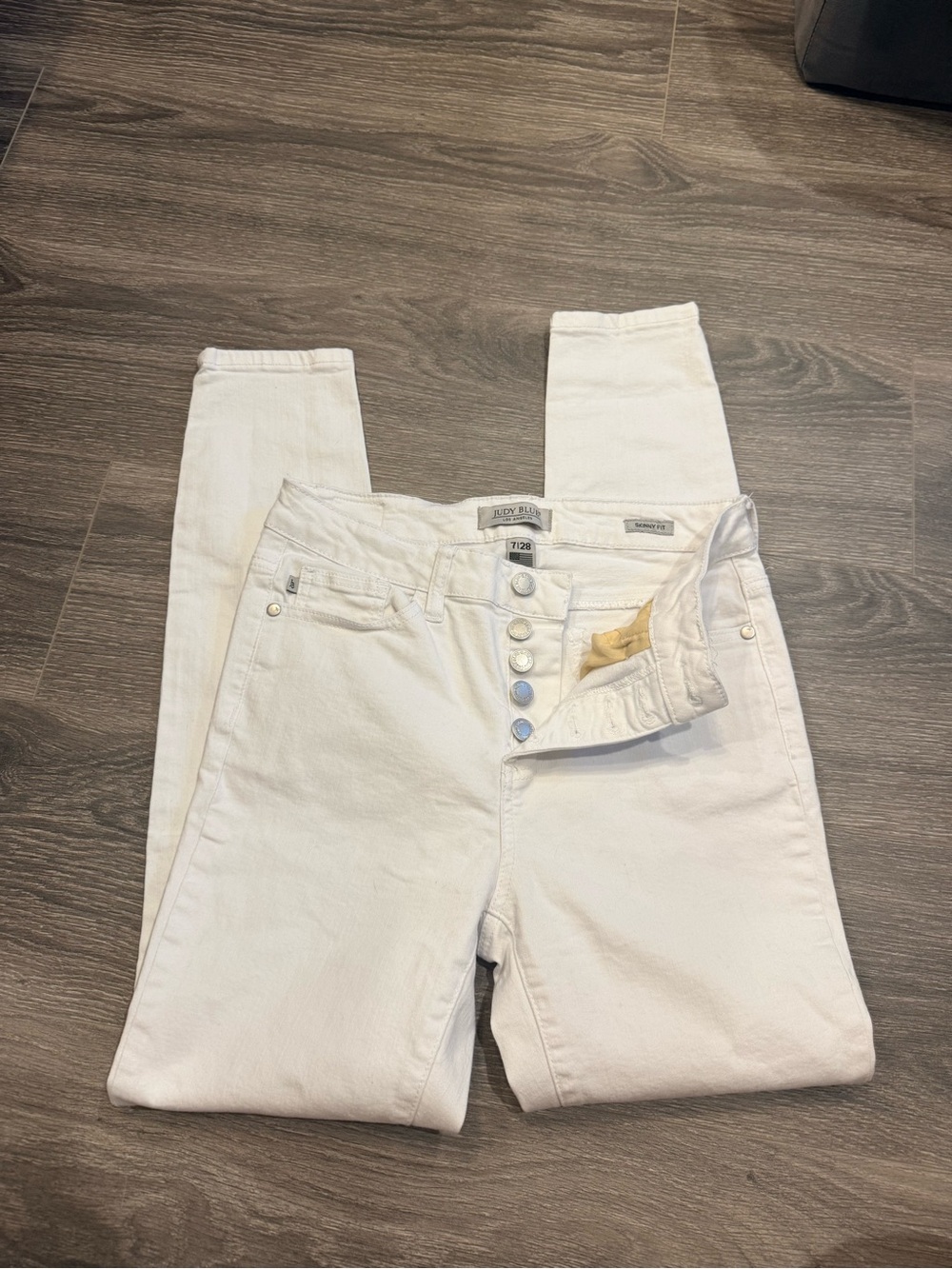 Judy Blue White High-Rise Button-Fly Women's Jeans